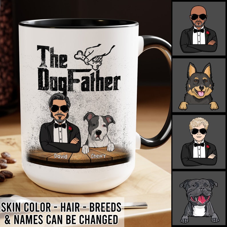 Dog Dad Gift, Personalized Dog Mug, Custom Dog Dad Mug, Dog Dad Fathers Day Gift, The DogFather Coffee Mug, Dog Lover Gift, Gift for Dog Dad