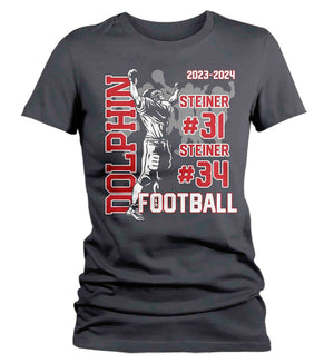 Personalized Football Shirt, Custom Football Mom Shirt 2 Players Sons Grandma Team