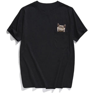 Funny Cat T-Shirt Side Pocket Hidden Middle Finger Signed Funny Cat Printed T-Shirt Perfect Gift Idea