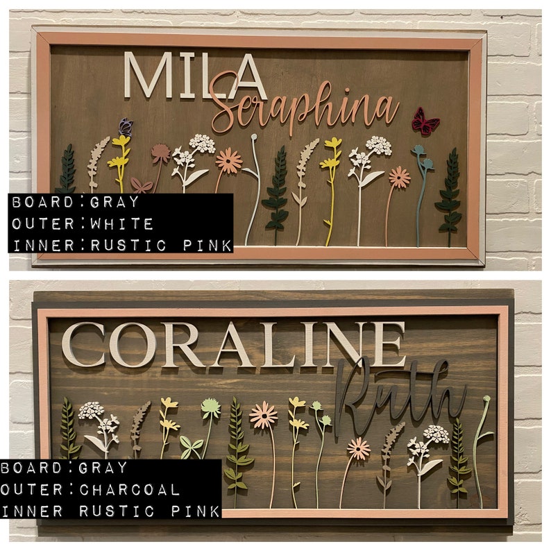Wildflowers Nursery Sign personalized, Wood Name sign for Nursery