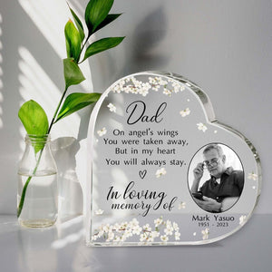 Personalized Photo Memorial Heart Acrylic Plaque, Memorial Gift For Loss Of