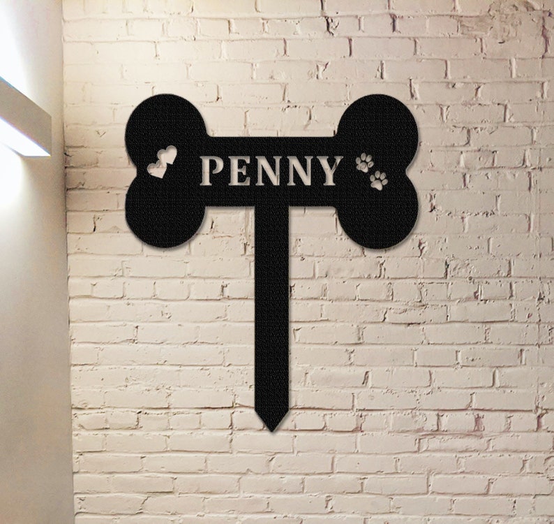 Custom Dog Bone Metal Garden Stake,Paw Prints Plaque,Pet Memorial Sign,Personalized Dog Loss Gift,Grave Marker for Loss of Pet,Dog Mom Gift