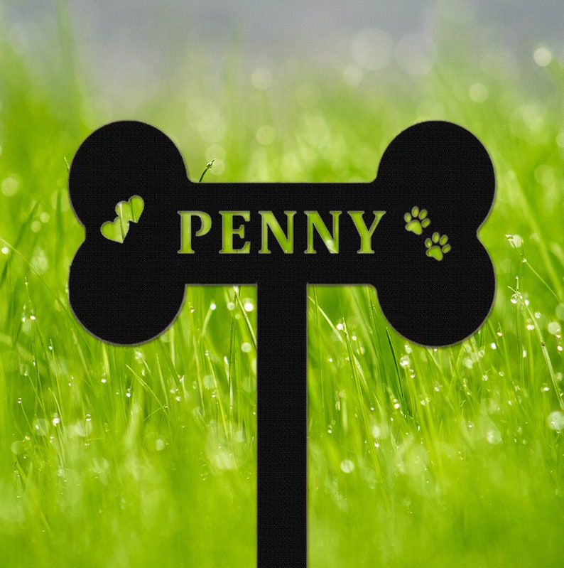 Custom Dog Bone Metal Garden Stake,Paw Prints Plaque,Pet Memorial Sign,Personalized Dog Loss Gift,Grave Marker for Loss of Pet,Dog Mom Gift