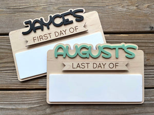 Personalized First and Last Day of School Sign, Reusable First Day Sign, Preschool Kindergarten First Day Photo Prop, Back to School Sign il_794xN.5039360191_1syo.jpg?v=1720406596