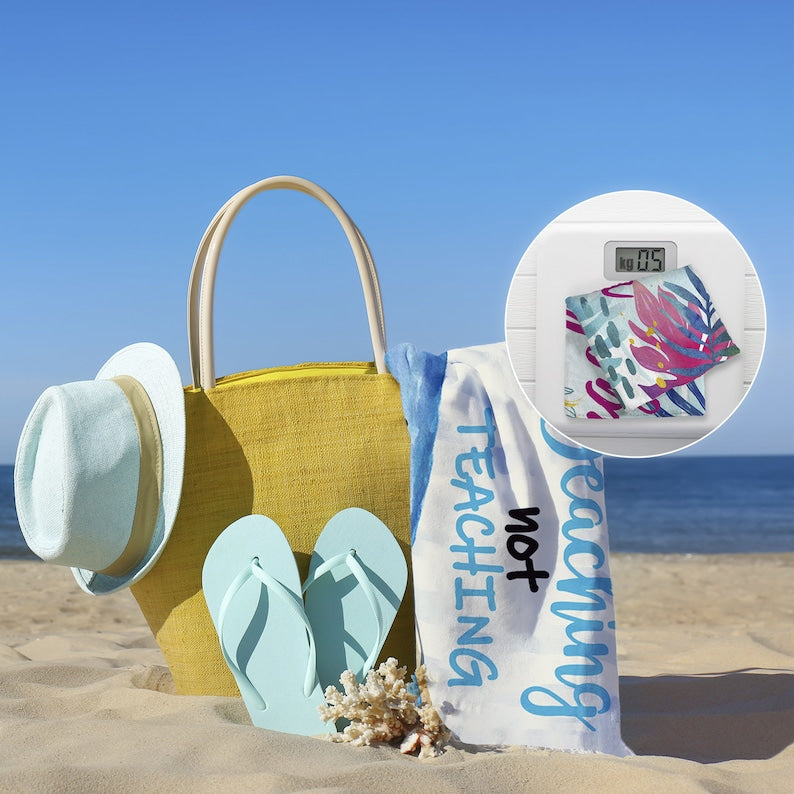 Beaching Not Teaching Towel, Personalized Beach Towel - Beaching Pool Towel, Custom Teacher Gift for Him Her - Ocean Print Towels