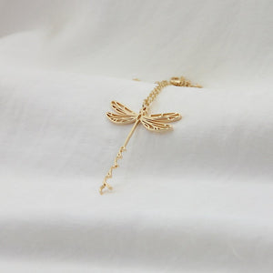 Custom Dragonfly Necklace with Name, Minimalist Dainty Personalized Dragonfly Necklace, Necklace for Women, Memorial Gift for Her/Mom