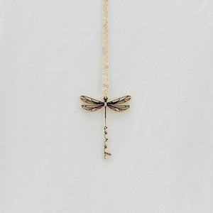 Custom Dragonfly Necklace with Name, Minimalist Dainty Personalized Dragonfly Necklace, Necklace for Women, Memorial Gift for Her/Mom