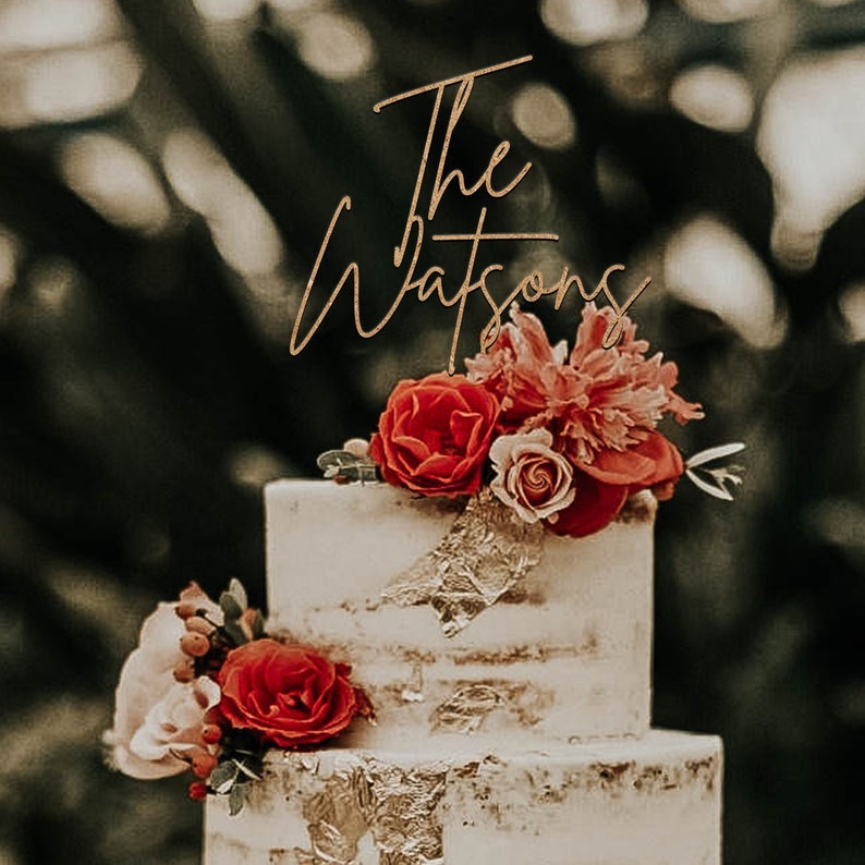 Custom cake topper, Wedding cake topper, Personalized cake topper for wedding, Gold Cake Topper, Mr and Mrs Rustic Wedding Cake Topper