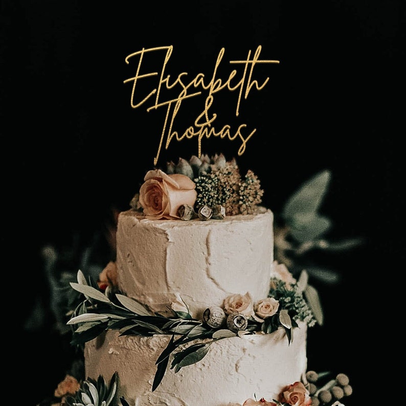 Custom cake topper, Wedding cake topper, Personalized cake topper for wedding, Gold Cake Topper, Mr and Mrs Rustic Wedding Cake Topper