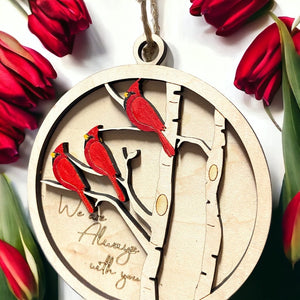 Cardinal Ornament Sympathy Bereavement Memorial Gift thinking of You - We are always with you Gift three beautiful Cardinals