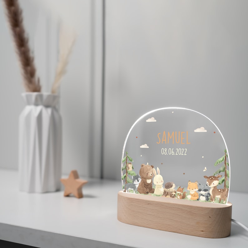 Personalized rainbow night lamp made of acrylic, baby gift birth, baptism gift, children's room, birthday gift, bedside lamp