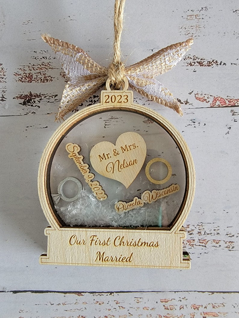 First Christmas Married Ornament Personalized First year Married Ornament, Christmas Tree Ornaments, Wedding Gift