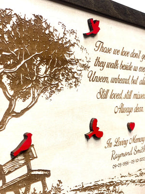 Wood Cardinal Memorial Plaque Personalized Bereavement Gift, Sympathy Gift, Custom Memorial Wall Decor, Loss of Loved One Gift, In Memory