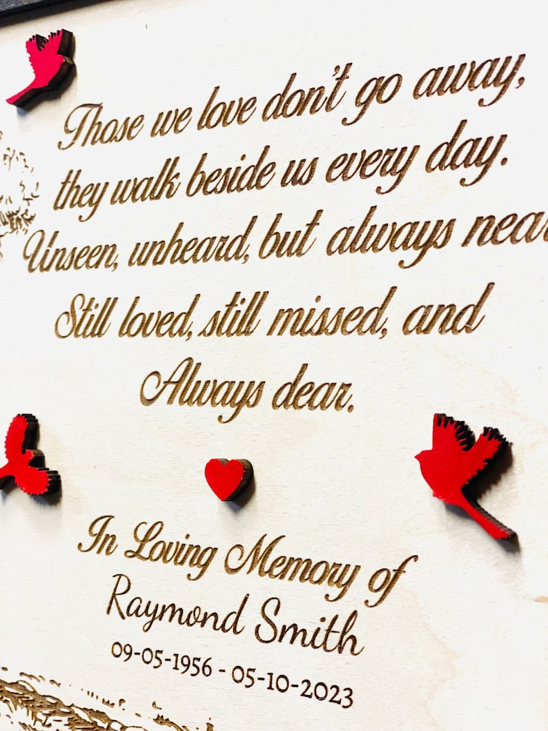 Wood Cardinal Memorial Plaque Personalized Bereavement Gift, Sympathy Gift, Custom Memorial Wall Decor, Loss of Loved One Gift, In Memory