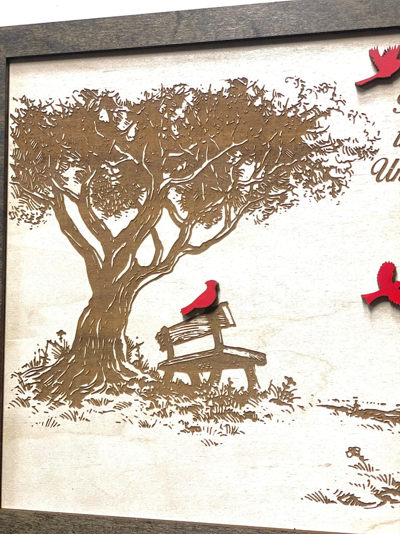 Wood Cardinal Memorial Plaque Personalized Bereavement Gift, Sympathy Gift, Custom Memorial Wall Decor, Loss of Loved One Gift, In Memory