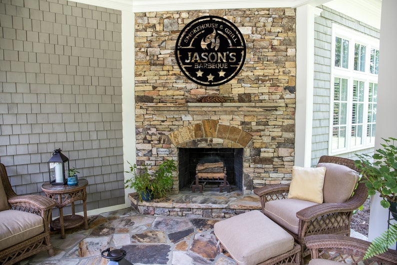 Personalized Metal Barbecue Wall Sign, Custom Grill Sign, Barbecue Sign for Outdoor, Large BBQ Sign, Custom Gift, Barbecue Wall Art Decor