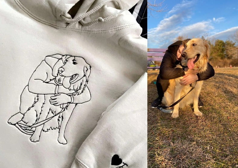 Personalized Embroidered Custom Dog Face with photo Hoodie