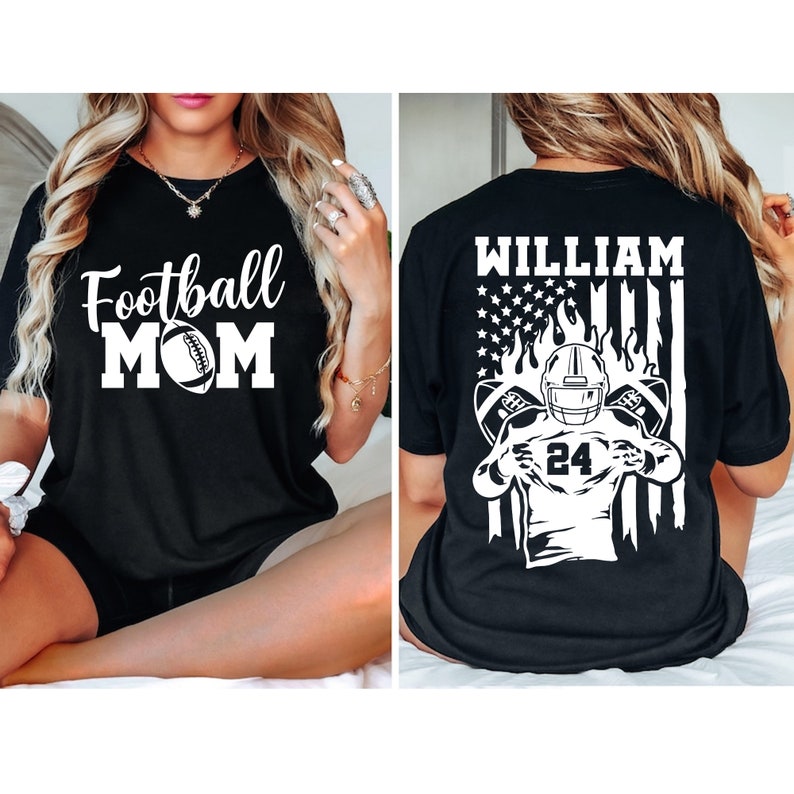 Football Mom Shirt, Personalized Football Mom Shirt, Football Mama Shirt, Name and Number Football Shirt, Football Lover, Sports Mom Shirt