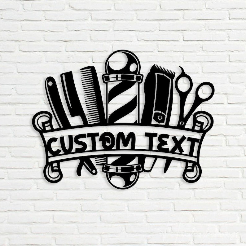 Personalized Barber Shop Metal Sign, Personalized Barber Shop Name Sign Decoration For Room, Hairstyle List Metal Home Decor, Gift For Him