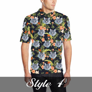 Personalized Hawaiian Polo Shirt with Face, Custom Photo/Logo Polo Shirt for Men, Custom Face Shirt, Custom Short Sleeve, Gift for Dad