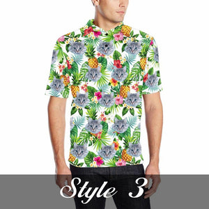 Personalized Hawaiian Polo Shirt with Face, Custom Photo/Logo Polo Shirt for Men, Custom Face Shirt, Custom Short Sleeve, Gift for Dad