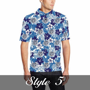 Personalized Hawaiian Polo Shirt with Face, Custom Photo/Logo Polo Shirt for Men, Custom Face Shirt, Custom Short Sleeve, Gift for Dad