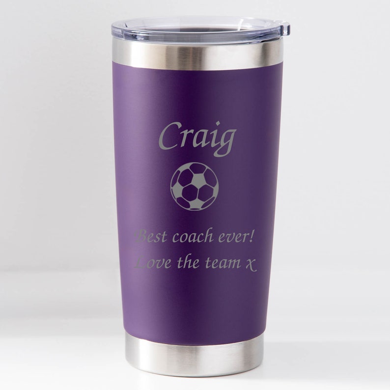Personalised Football Travel Cup Mug Hot Cold Gifts Ideas Birthdays Christmas Father's Day Best Coach Manager End Of Season Footy