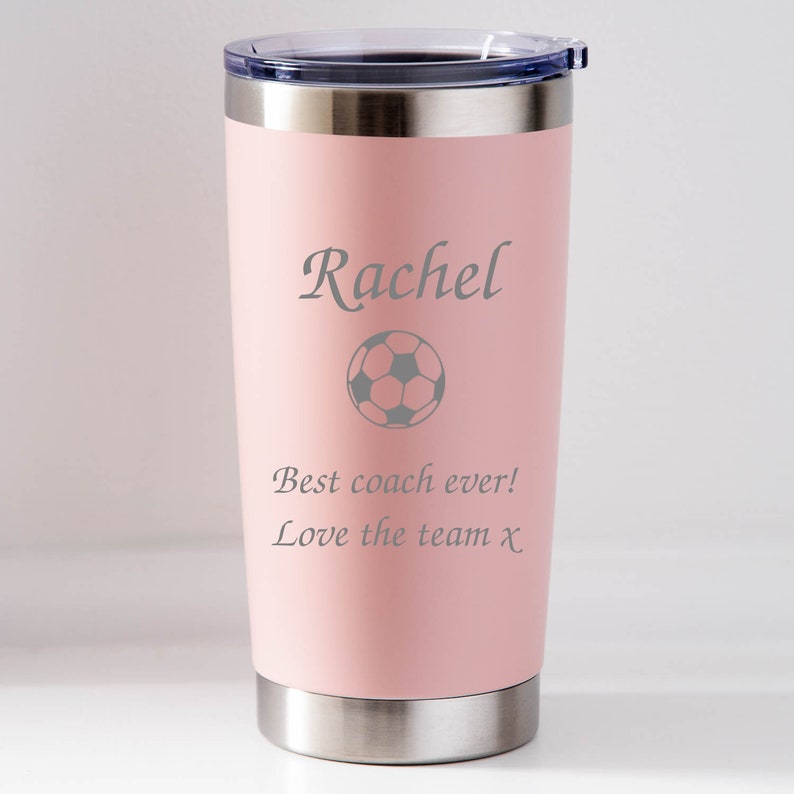 Personalised Football Travel Cup Mug Hot Cold Gifts Ideas Birthdays Christmas Father's Day Best Coach Manager End Of Season Footy