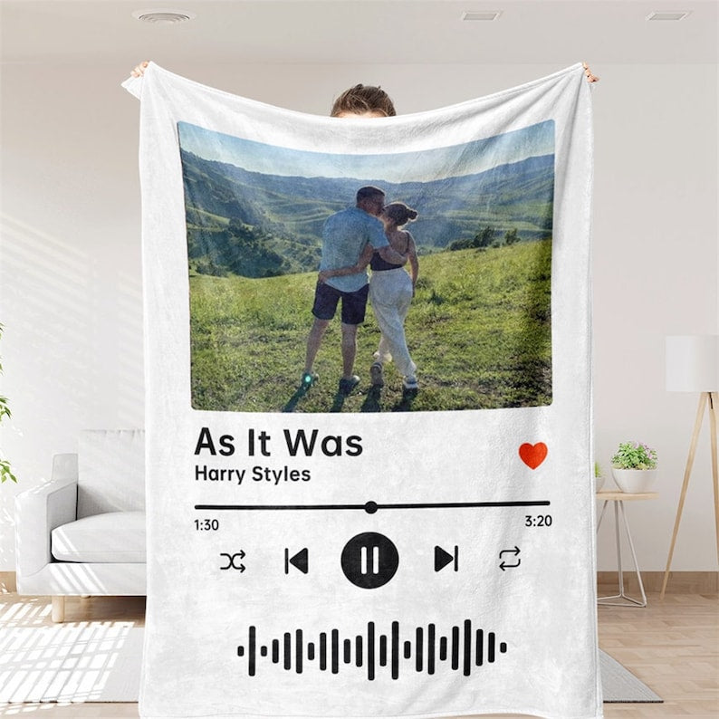 Custom Blanket your photo & music favorite song, Personalized Photo Blanket, Picture Blanket, Minky Blanket Wedding Gift, Couples Gift il_794xN.5087751302_t8jn.jpg