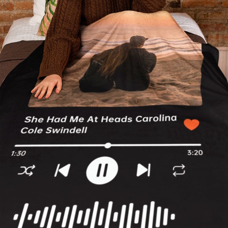 Custom Blanket your photo & music favorite song, Personalized Photo Blanket, Picture Blanket, Minky Blanket Wedding Gift, Couples Gift