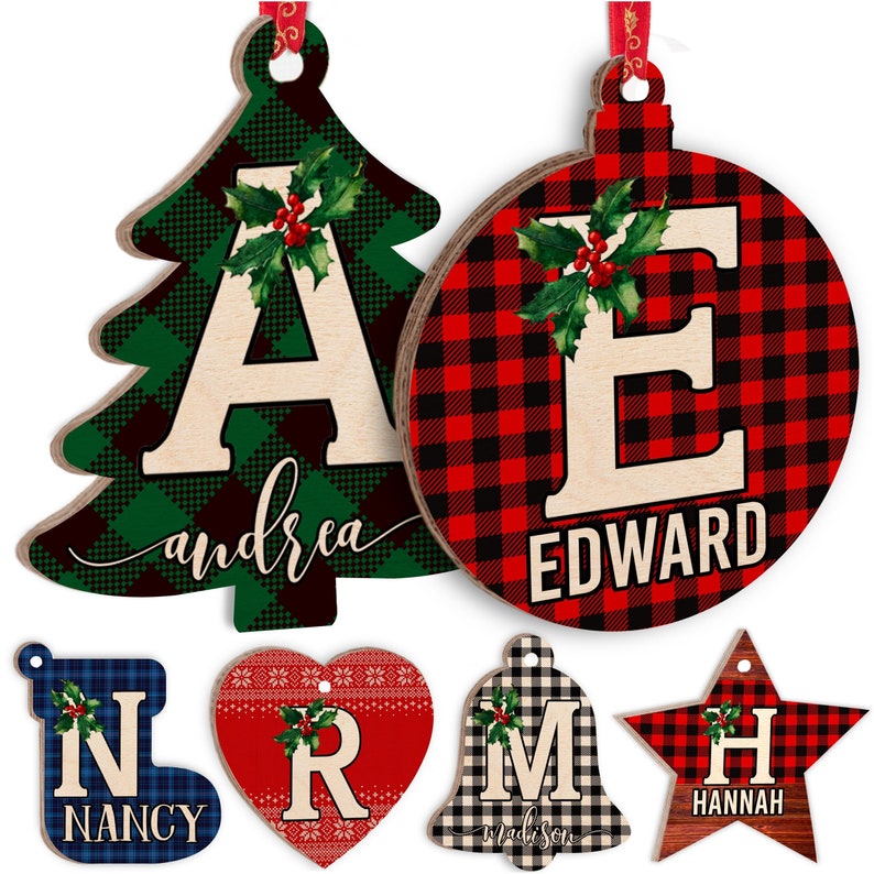 Personalized Ornaments w/Name, Custom ornament Tree Christmas Wood Ornament, Christmas Ornaments, Initial Ornaments, First Christmas Gifts