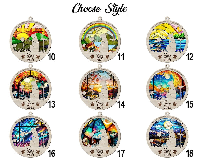 Pet Memorial Suncatcher| Loss of Pet Sympathy Gift| Handmade Custom Name Cat Decor, Handcrafted Stained Glass Suncatchers, Pet Memorial Gift