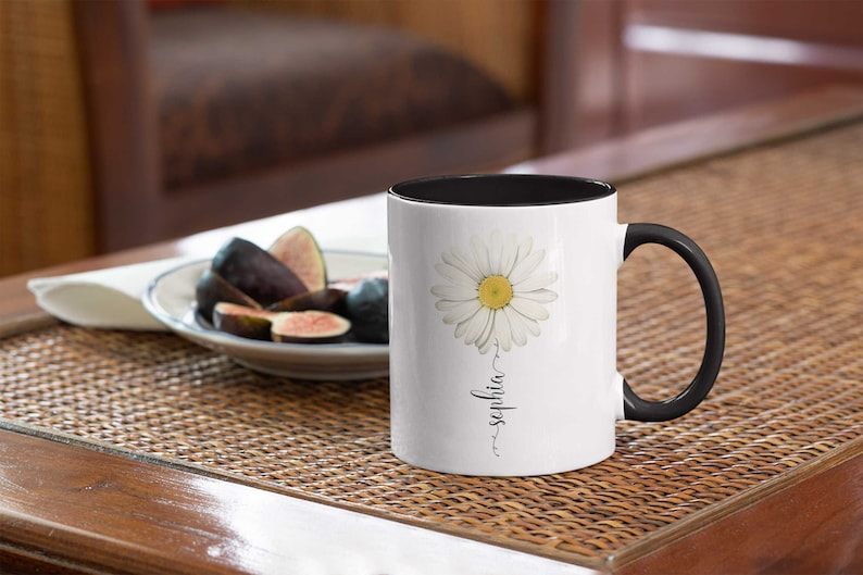 Daisy Name Mug, Daisy Gifts, Daisy Flower Mug Personalized, Daisies Gift, Daisy Lover Mug, Daisy Coffee Cup, Custom Wildflower Floral Mug