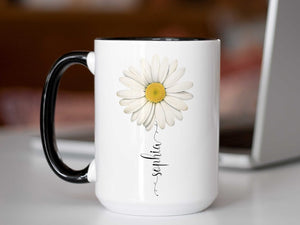 Daisy Name Mug, Daisy Gifts, Daisy Flower Mug Personalized, Daisies Gift, Daisy Lover Mug, Daisy Coffee Cup, Custom Wildflower Floral Mug