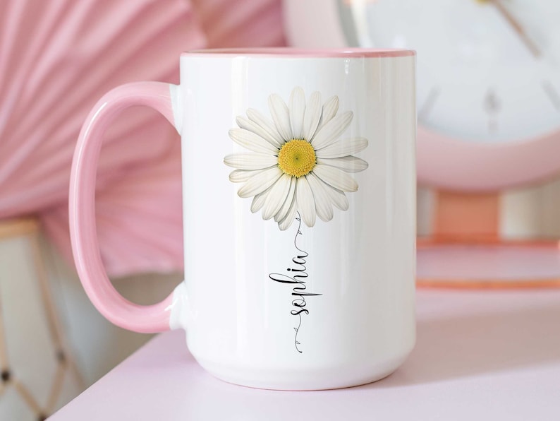 Daisy Name Mug, Daisy Gifts, Daisy Flower Mug Personalized, Daisies Gift, Daisy Lover Mug, Daisy Coffee Cup, Custom Wildflower Floral Mug