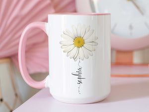 Daisy Name Mug, Daisy Gifts, Daisy Flower Mug Personalized, Daisies Gift, Daisy Lover Mug, Daisy Coffee Cup, Custom Wildflower Floral Mug