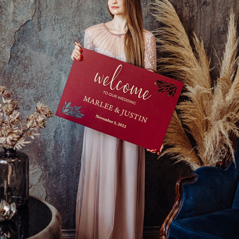Custom Wooden Wedding Welcome Sign: Rustic Engagement Party Decor