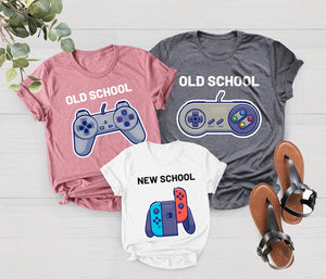 Personalized Video Game Shirt, Old School New School Gaming TShirts, New Dad Gift, Matching Father and Son, Dad and Baby Outfit
