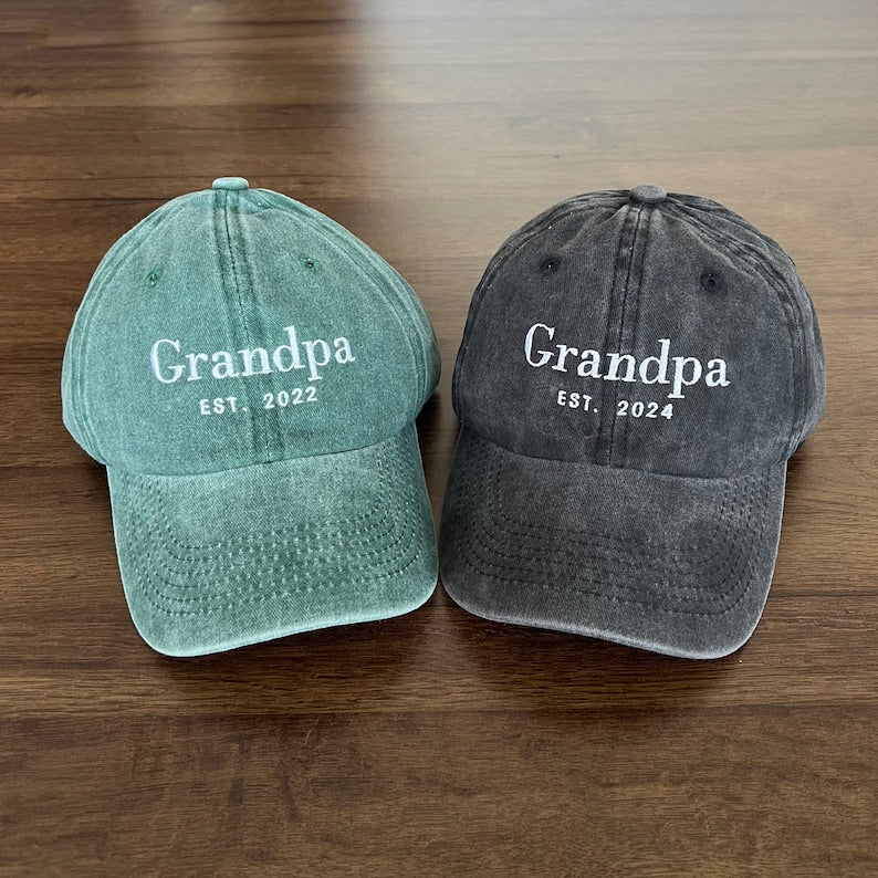 Grandpa, Dad With Date Embroidered Cap