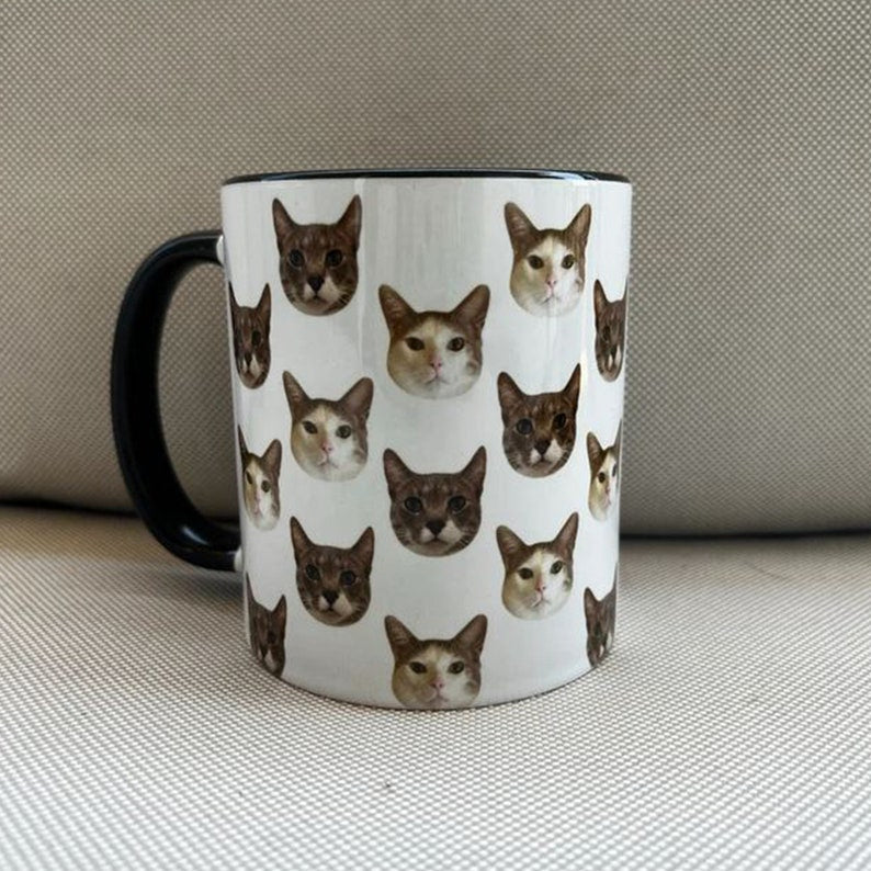 Personalized Cat Face Mug - Customized Cat Mug - Personalized Cat Photo Mug - Personalized Cat Lover Gift - Custom Pet Coffee Mug