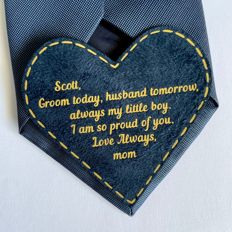 Son's Wedding Day Gift From Mother To Groom On His Wedding Personalized Tie Patch