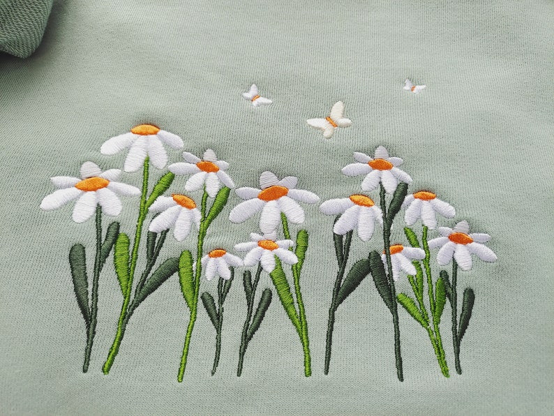 Daisies And Butterfly Embroidered Sweatshirt, Butterfly Sweatshirt,Crewneck Sweatshirt,Embroidery Patterns,Flower Embroidery, Best Gift il_794xN.5103495873_n49n.jpg