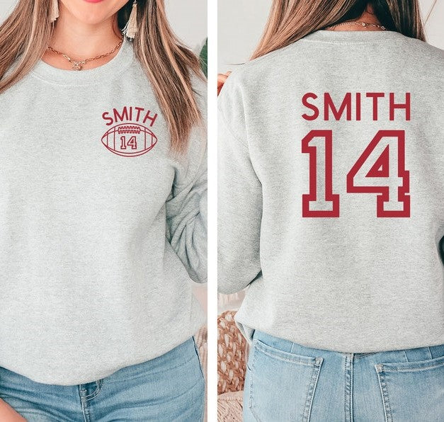 Custom Football Mom Sweatshirt, Personalized Football Crewneck, Game Day Hoodie, Name and Number Football Sweatshirt, Football Fan Shirt