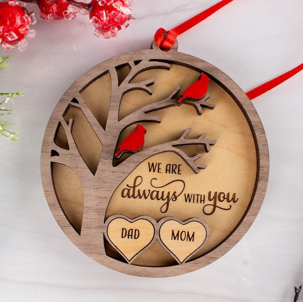 Cardinal Memorial Christmas Ornament, Remembrance Gift, Personalized Sympathy Gift, Holiday Tree Ornament, Always With You, Bereavement Gift