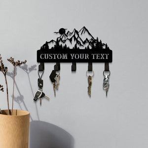 Mountain Range Summit Key Holder for Wall, Metal Key Holder, Custom Key Rack, Mountain Forest Rustic Home Decor, Wall Mounted Key Hooks