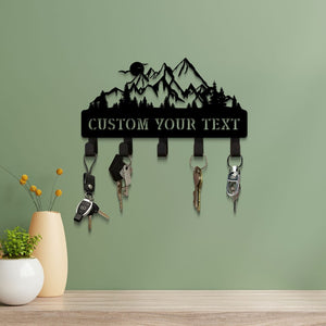 Mountain Range Summit Key Holder for Wall, Metal Key Holder, Custom Key Rack, Mountain Forest Rustic Home Decor, Wall Mounted Key Hooks