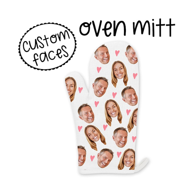 Custom faces oven mitt, personalized photo oven mitts, funny gifts, your photo oven mitt, chef gifts, baking oven glove, custom face mitt
