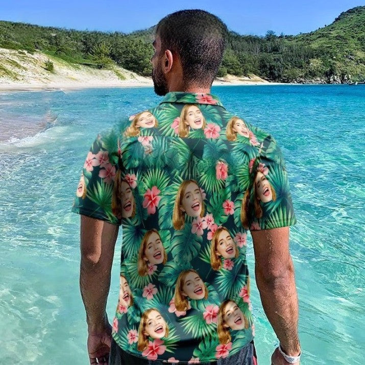 Men's All Over Print Hawaiian Shirt with Face, Custom photo Flamingo Shirts, Bachelor Party Shirts, Stag do Shirts Women Kids Shirts