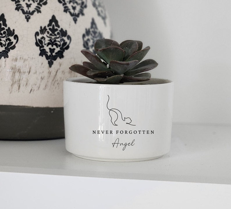 Memorial planter, cat memorial gift, remembrance gift, pet memorial gift, loss of pet, loss of cat, custom flower pot, never forgotten