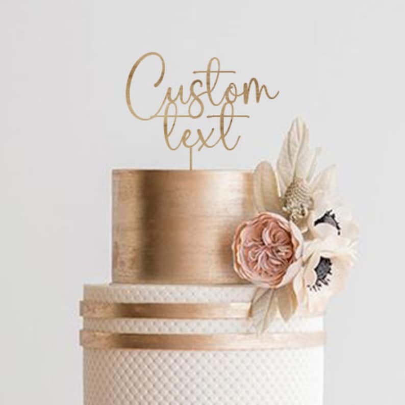 Wooden Custom Cake Topper with Your Text / Personalised Party Decor / Birthday Anniversary Far Away Christmas Graduation Wedding Engagement